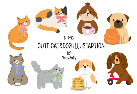 Cute Cats and Dogs Illustration Set Review