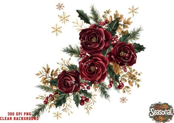 Festive Burgundy Floral Bouquet PNG Review