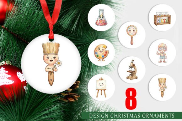 Funky Art Science Mascot Ornament Illustrations