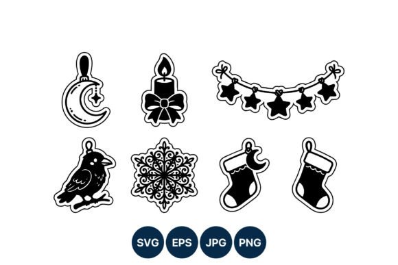 Holiday Candle Moon Star Icons & Illustrations