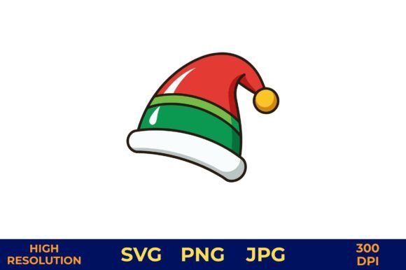 Holiday Elf Hat with Jingle Bell Vector Illustrations