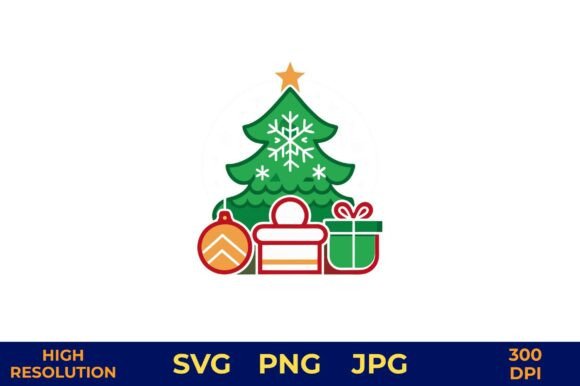 Holiday Tree with Presents Vector Art Review