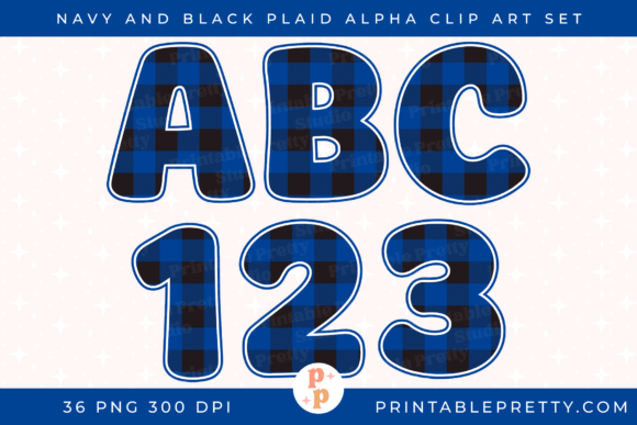 Navy Black Buffalo Plaid Alphabet PNG Review