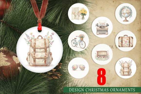 Pastel Watercolor Travel Gear Ornament Illustrations