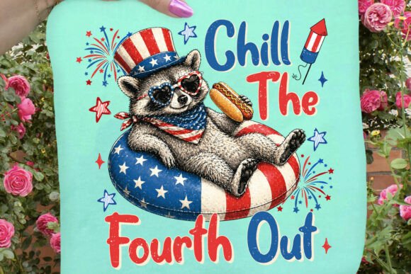 Raccoon 4th of July PNG for Festive Illustrations
