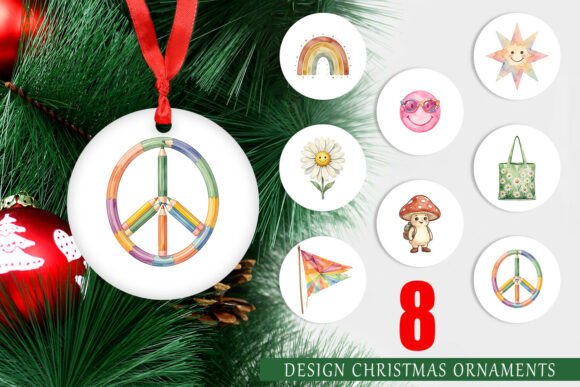 Retro 70s School Watercolor Ornament PNG & Illustrations