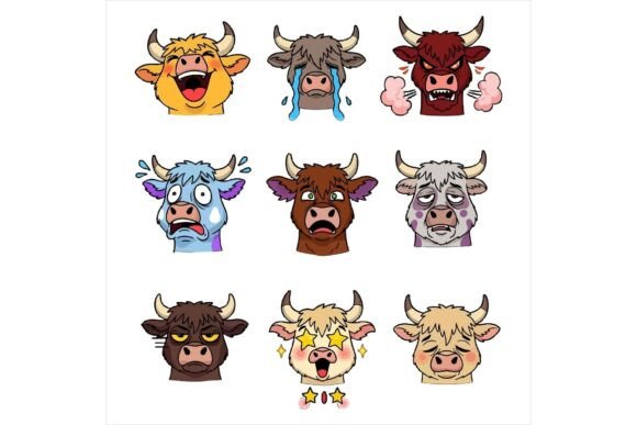 Review: Cartoon Bull Faces Illustrations