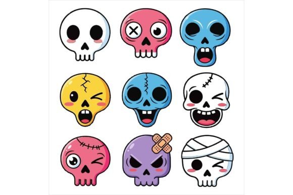 Reviewing Cartoon Skulls with Different Expression for Stitching