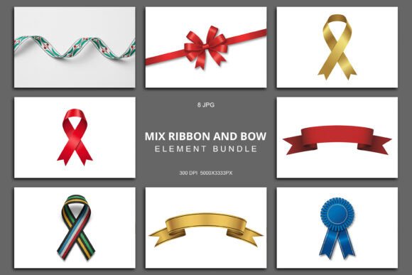 Ribbon and Bow Element Bundle: Premium Illustrations