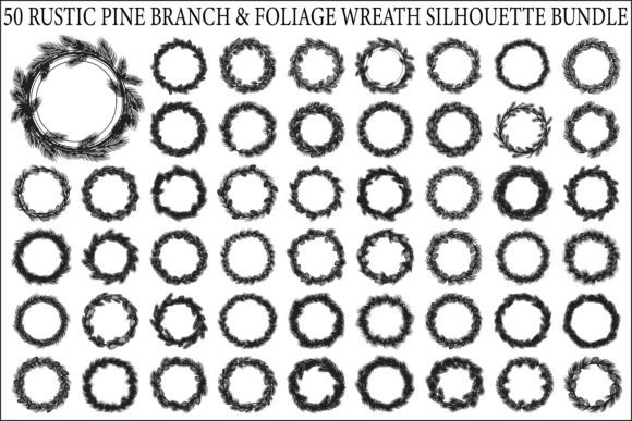 Rustic Pine Wreath Silhouette Bundle: Illustrations for Sellers