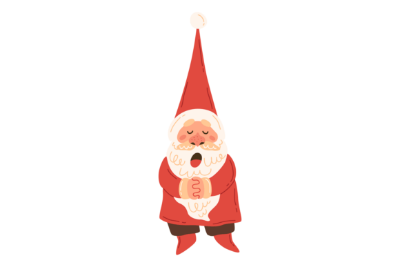 Sleeping Santa Gnome: Minimal Comic Wint Illustrations