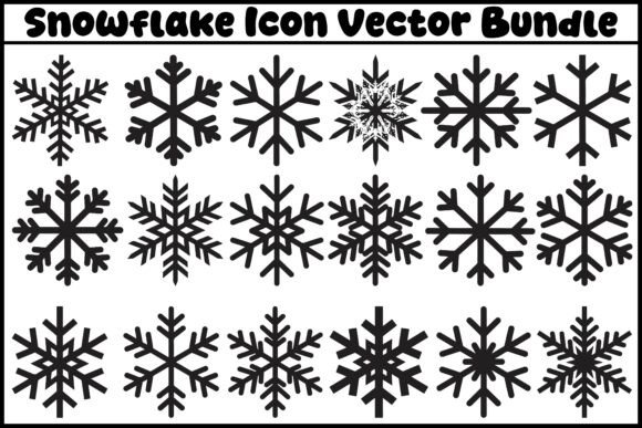 Snowflake Icon Vector Bundle Black Illustrations