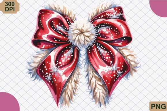 Sparkle Red Bow with Fur Trim Png: Holiday Illustrations