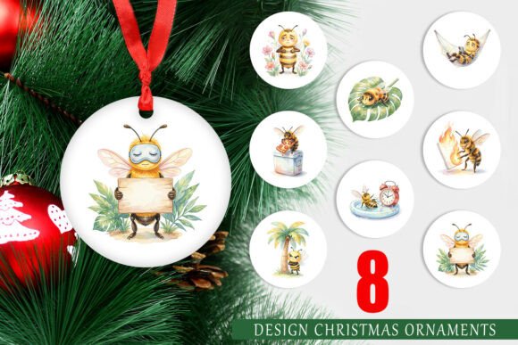 Watercolor Lazy Island Bee Ornament PNG Review