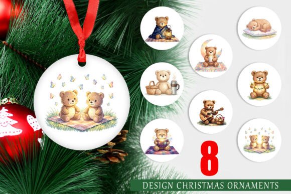 Watercolor Teddy Bear Picnic Ornament: Illustrations for Bloggers