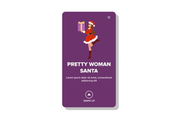 Xmas Pretty Woman Santa Vector Illustrations